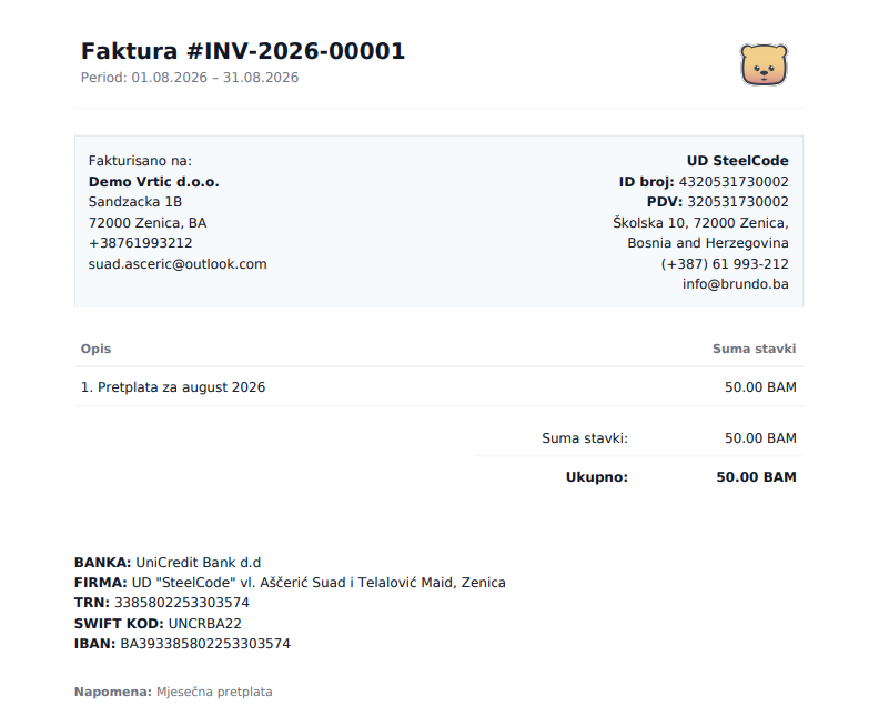 Invoice details
