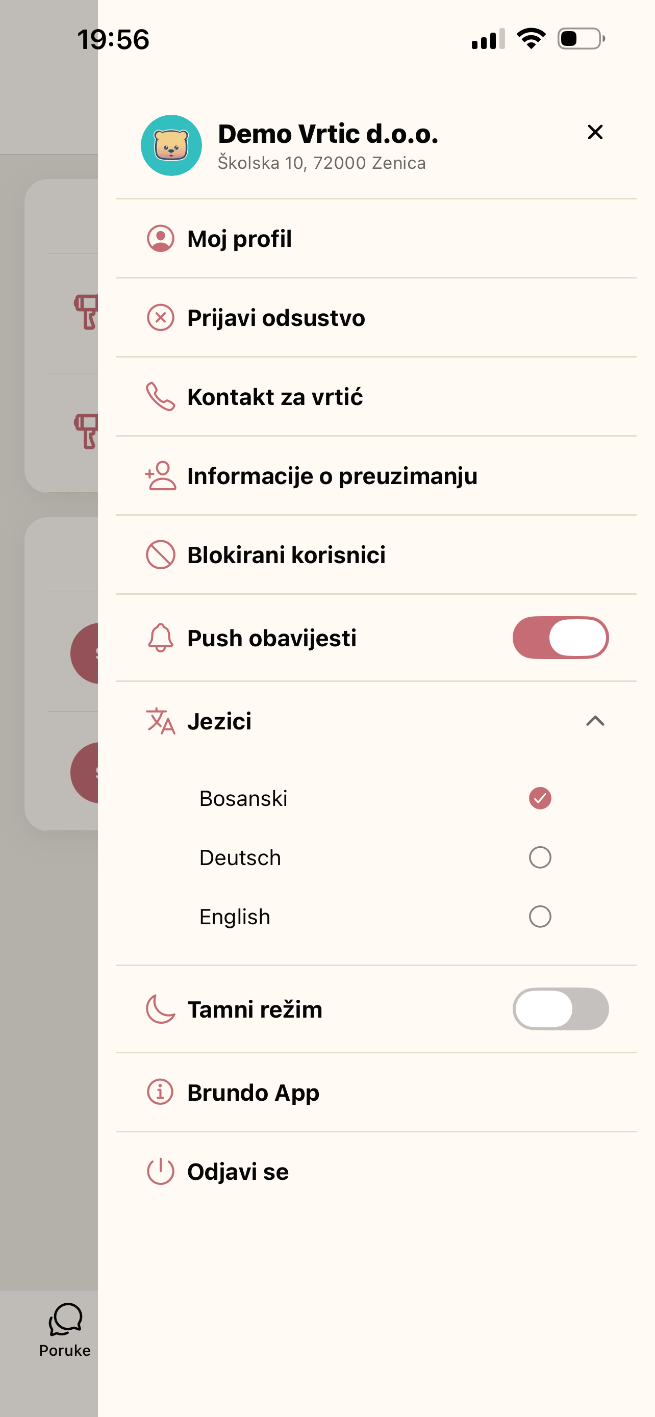 Brundo App drawer